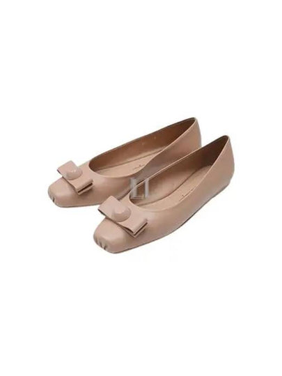 Vara Bow Metallic Leather Flats Beige - SALVATORE FERRAGAMO - BALAAN 2