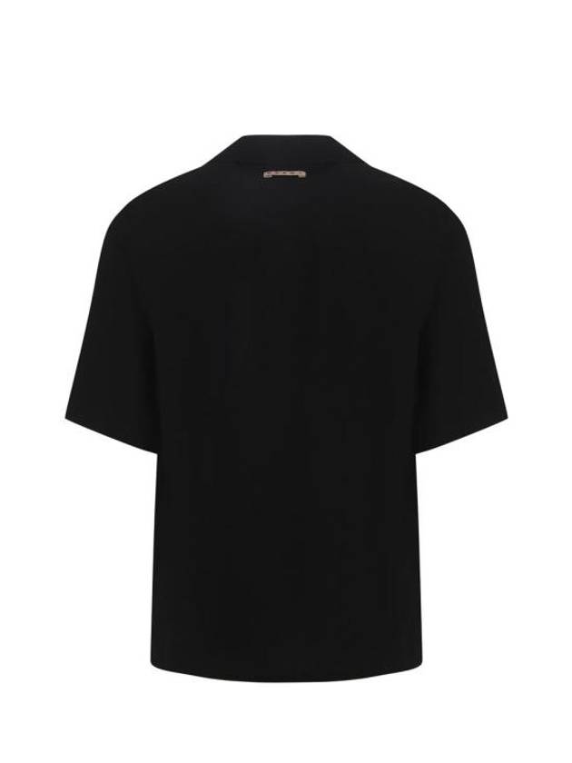 Cuban Collar Virgin Wool Short Sleeve Shirt Black - MARNI - BALAAN 4