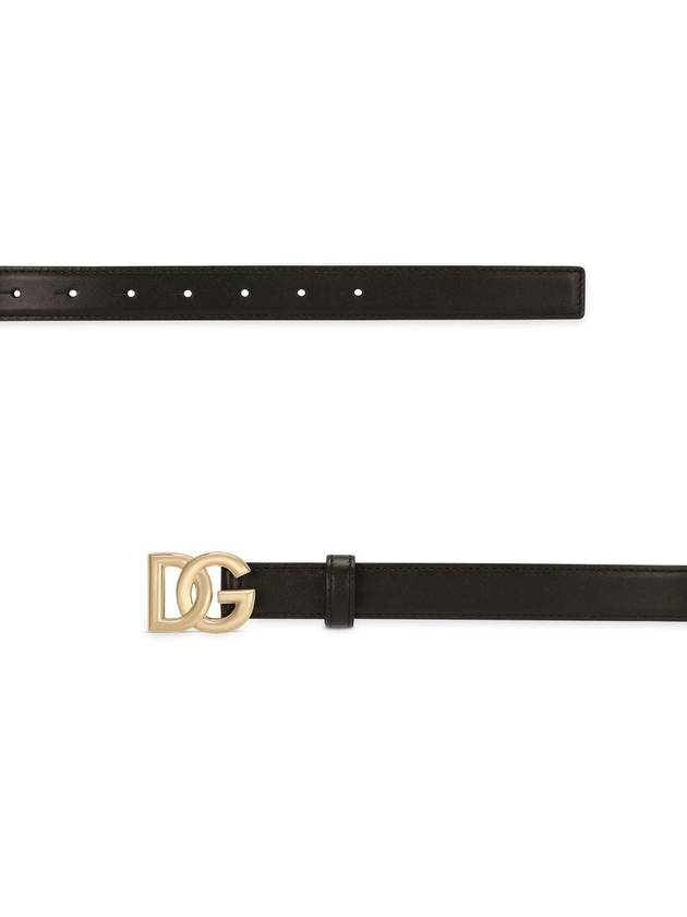 Women's Gold DG Logo Leather Belt Black - DOLCE&GABBANA - BALAAN 3