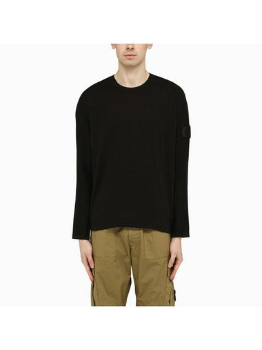 Shadow Project Crewneck Light Cotton Knit Top Black - STONE ISLAND - BALAAN 1