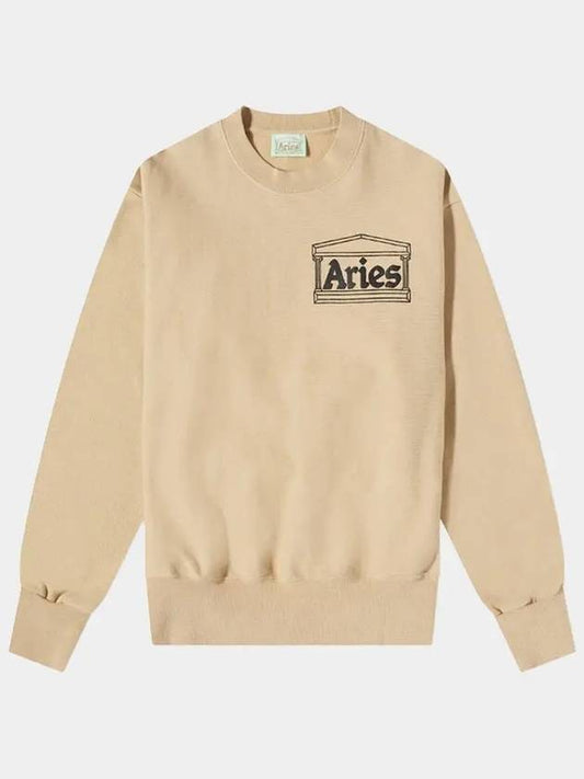 Aries Men's Templogo Crew Neck Sweatshirt Pebble Beige SSAR20000 PB - ARIES - BALAAN 1