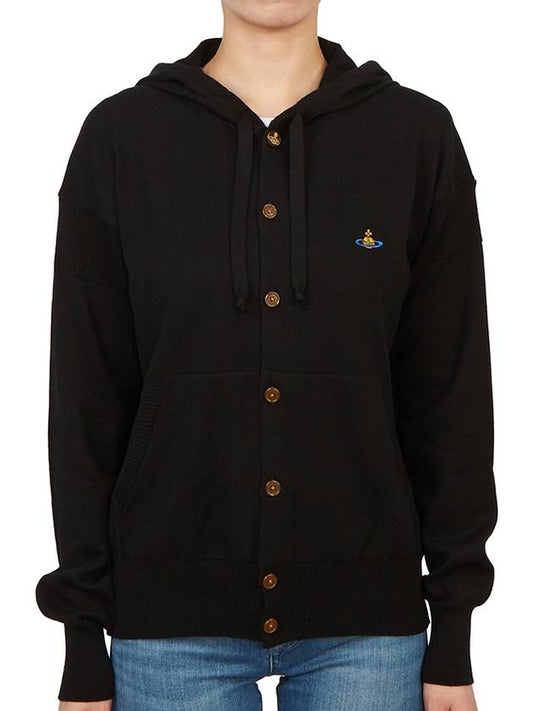 Embroidered Logo Hoodie Cardigan Black - VIVIENNE WESTWOOD - BALAAN 2