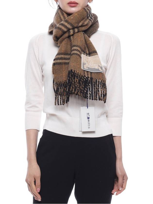 Check Reversible Wool Cashmere Scarf Brown - BURBERRY - BALAAN 4