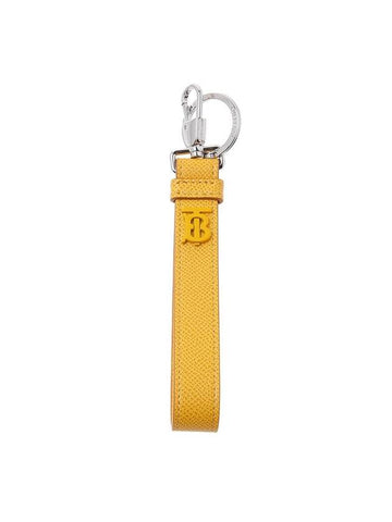 Monogram Motif Grainy Leather Keyring Marigold - BURBERRY - BALAAN 1