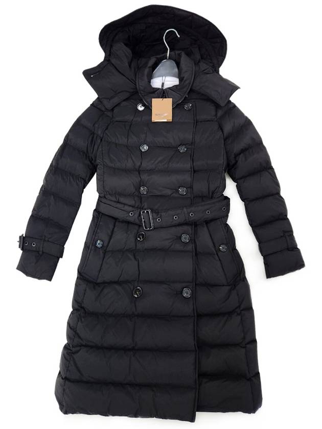 Women's Double Breasted Hooded Padded Black - BURBERRY - BALAAN 2