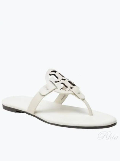 Miller Soft Leather Flip Flops White - TORY BURCH - BALAAN 2