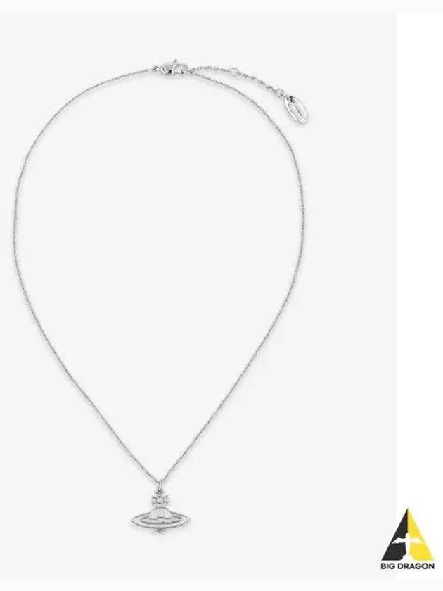 Women's Thin Line Short Flat ORB Pendant Necklace Silver - VIVIENNE WESTWOOD - BALAAN 2