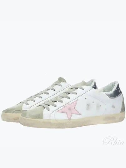 Women's Superstar Silver Heel Tab Pink Star Low Top Sneakers White - GOLDEN GOOSE - BALAAN 2