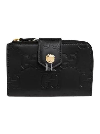 GG Snap Button Leather Medium Card Wallet Black - GUCCI - BALAAN 2