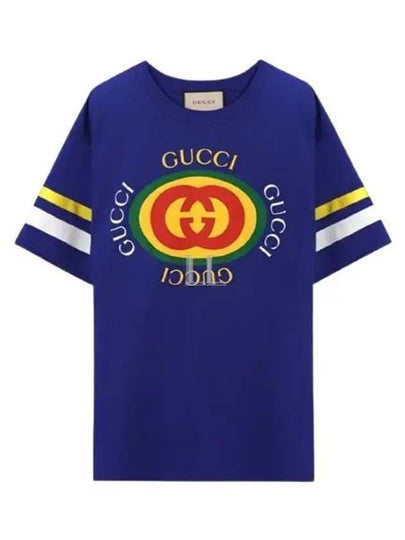 Men's GG Logo Short Sleeve T-Shirt Blue - GUCCI - BALAAN 2