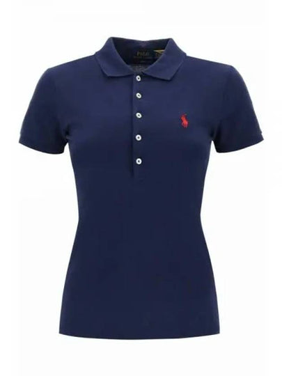 Women's Julie Embroidered Logo Short Sleeve Polo Shirt Navy - POLO RALPH LAUREN - BALAAN 2