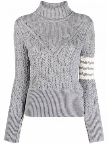 FKA382A diagonal armband Irish pointel turtleneck knit 1207696 - THOM BROWNE - BALAAN 1