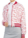 Women's Audrey Monogram Print Golf Crop Bomber Jacket Red - J.LINDEBERG - BALAAN 7