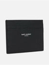 Embossed Leather Card Wallet Black - SAINT LAURENT - BALAAN 3