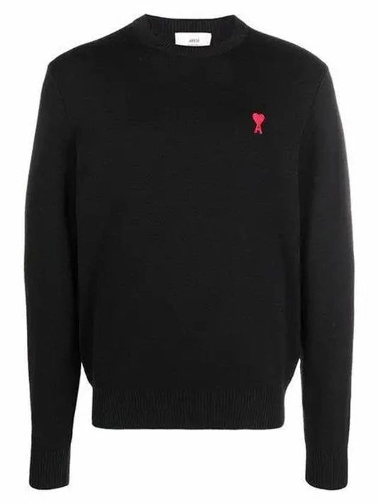 de Coeur Embroidery Crewneck Knit Top Black - AMI - BALAAN 2