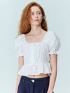 SET_Flower embroidery puff blouse_long skirt_White - OPENING SUNSHINE - BALAAN 6