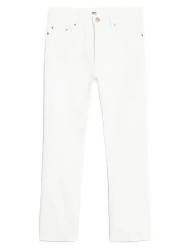 Women's Denim High Waist Cropped Jeans White - AMI - BALAAN 2