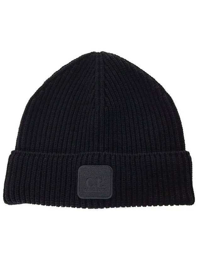 Wool Logo Patch Beanie Black - CP COMPANY - BALAAN 2