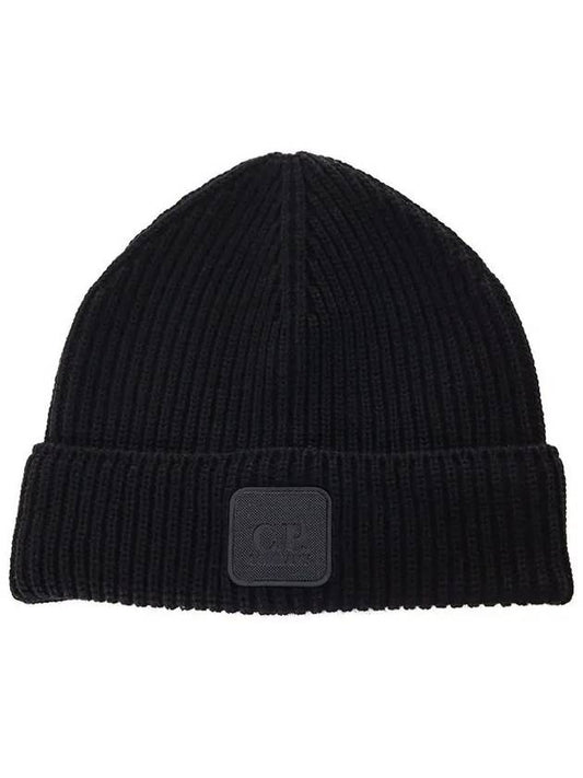 Wool Logo Patch Beanie Black - CP COMPANY - BALAAN 2