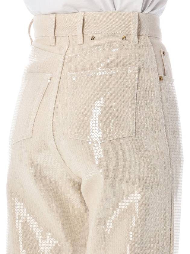 Transparent All Over Sequin Straight Pants Ecru - GOLDEN GOOSE - BALAAN 4