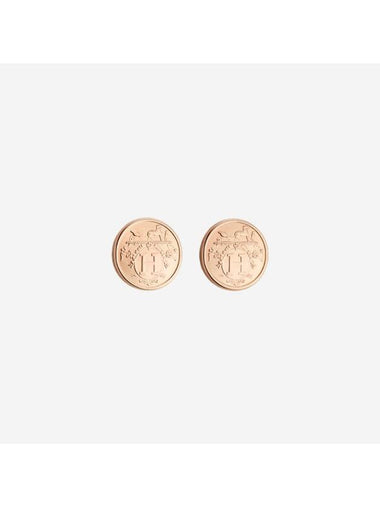 Small Ex Libris Earrings Rose Gold - HERMES - BALAAN 1