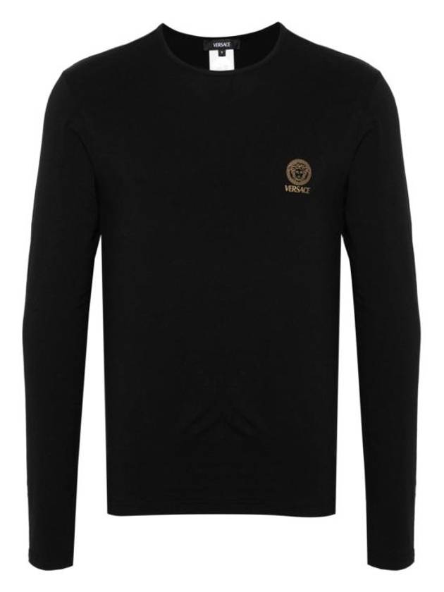 Logo Round Neck Long Sleeve T-Shirt Black - VERSACE - BALAAN 4