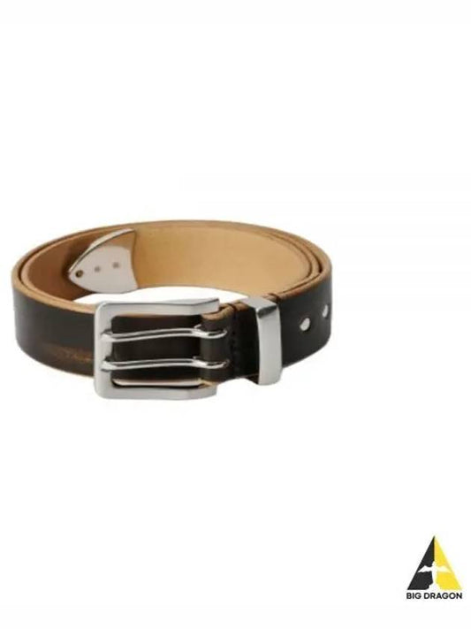 4cm double tongue leather belt vintage black - OUR LEGACY - BALAAN 2