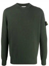 Stretch Wool Crewneck Knit Top Dark Green - STONE ISLAND - BALAAN 3