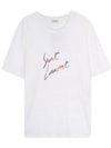 Men's Animal Pattern Logo Short Sleeve T-Shirt White - SAINT LAURENT - BALAAN 4