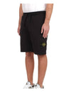 Fleece Bermuda Shorts Black - STONE ISLAND - BALAAN 6