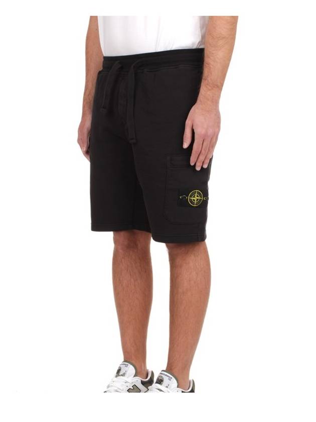 Fleece Bermuda Shorts Black - STONE ISLAND - BALAAN 6