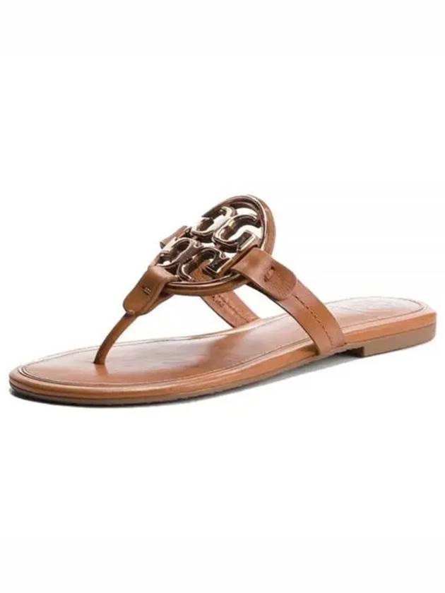 Women's Metal Logo Miller Flip Flops Tan - TORY BURCH - BALAAN 2