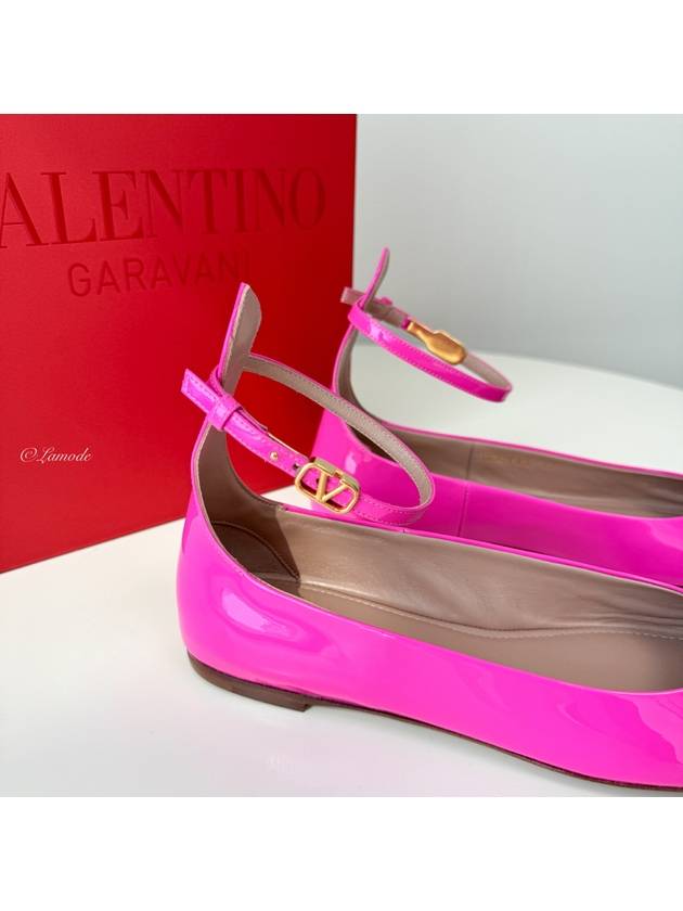 Garavini Tango Patent Leather Ballerina Shoes Pink WS0HF0VNE - VALENTINO - BALAAN 9