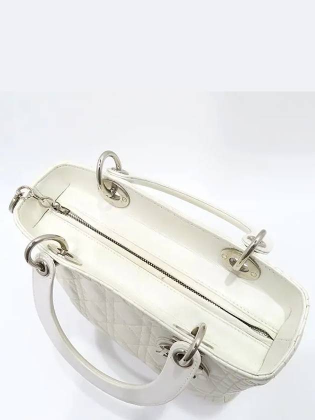 White leather LADY medium tote bag - DIOR - BALAAN 3