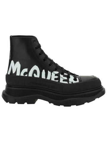 Tread Slick Graffiti Logo Worker Boots Black - ALEXANDER MCQUEEN - BALAAN 1