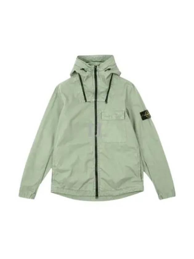 Men's Brushed Cotton Canvas Hooded Jacket Green - STONE ISLAND - BALAAN 2