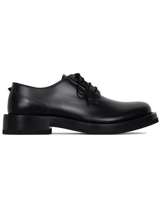 Men's Rockstud Essential Leather Derby Black - VALENTINO - BALAAN.