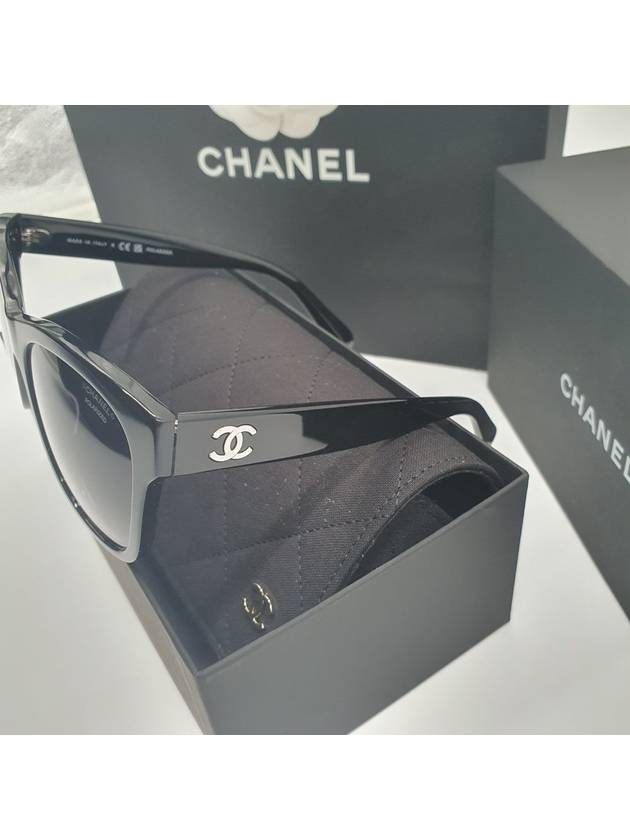 Eyewear Square Polarized Gradient Lens Sunglasses Black Grey - CHANEL - BALAAN 5