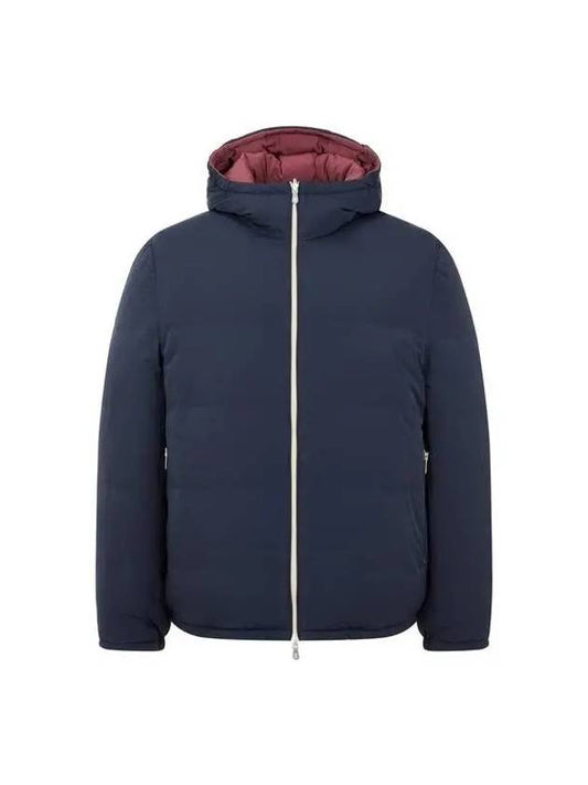 City Village 8th Anniversary 10 e Point 9 8 Men s Reversible Hooded Goose Down Padded Jacket Navy 270399 - BRUNELLO CUCINELLI - BALAAN 1