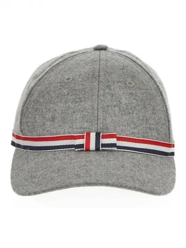 Bow Grosgrain Wool Flannel Ball Cap Light Grey - THOM BROWNE - BALAAN 2