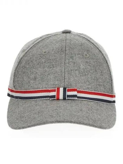 Bow Grosgrain Wool Flannel Ball Cap Light Grey - THOM BROWNE - BALAAN 2