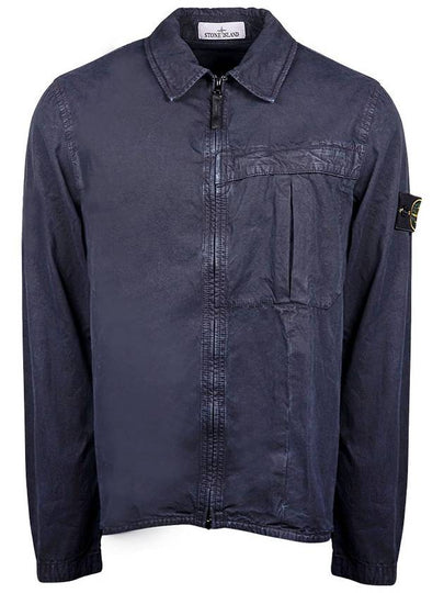 Organic Cotton Shirt Zip Up Jacket Navy - STONE ISLAND - BALAAN 2