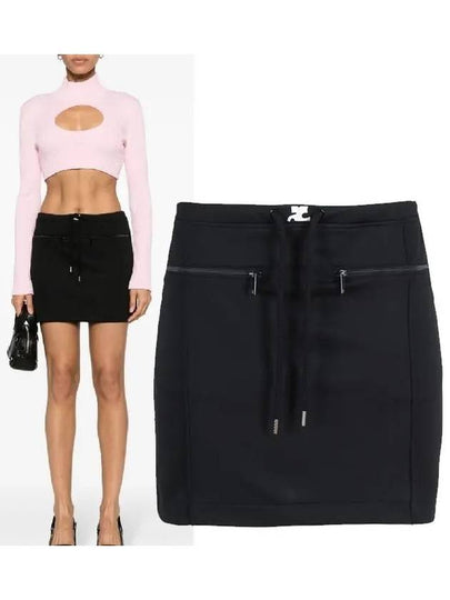 Short Cotton A-Line Skirt Black - COURREGES - BALAAN 2