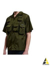 Short Sleeved Re Nylon Shirt Dark Green - PRADA - BALAAN 2