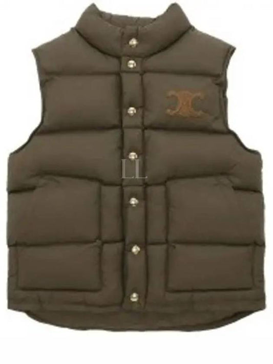 Triomphe Patch Quilt Nylon Vest Kaki - CELINE - BALAAN 2