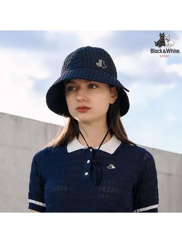 Women s Seersucker Bucket Hat 8624LZSP NAVY - BLACK&WHITE - BALAAN 1