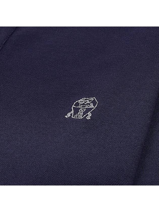 Logo Embroidered Short Sleeve Polo Shirt Navy - BRUNELLO CUCINELLI - BALAAN 5