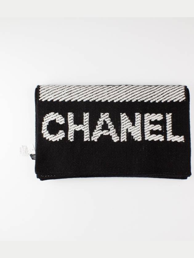 Cashmere initial muffler scarf black AA8448 - CHANEL - BALAAN 1