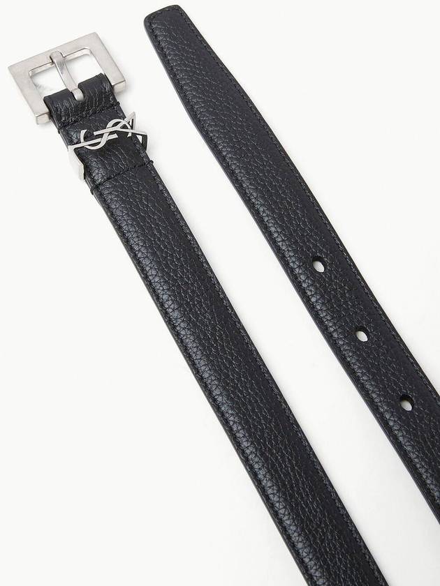 Men's Monogram Grain Belt Black - SAINT LAURENT - BALAAN 5