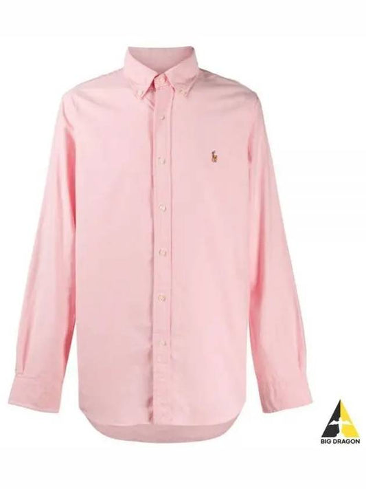 Men's Logo Embroidered Long Sleeve Shirt Pink - POLO RALPH LAUREN - BALAAN 2
